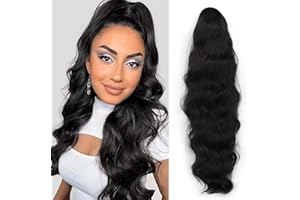 Xzeemo 60cm Coleta Postiza Larga Rizada, Extensión de Pelo Cola de Caballo, Cola Postiza de Pelo Sintética Ondulado, Extensiones de Cabello Natural Rizado Cordó para Mujer (Negro)