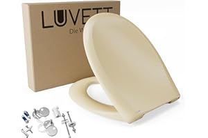 ‎LUVETT LUVETT® Toilettendeckel mit Absenkautomatik C770 oval, WC-Sitz mit 3 Befestigungsvarianten zur Wahl, Klobrille zum abnehmen aus antibakteriellem Duroplast, Farbe:Bahama Beige
