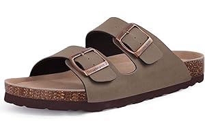 Comwarm Damen Kork Fußbett Pantoletten Sandale, Bequeme Sommer Strand Slide mit Verstellbarer Schnalle Hausschuhe