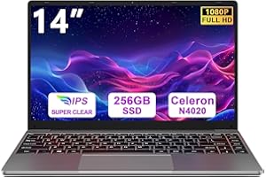 bvate PC Portatile 14 pollici Notebook Win 11 upto 2.8 GHz 256 GB ROM Supporta l'espansione SSD 1TB Celeron N4020 2.4G+5G WiFi 4.2 USB HDMI Tastiera italiana membrana mouse senza fili