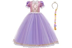 HAMANASU Vestito Rapunzel Bambina Costume Carnevale Principessa Bambina Costume da Principessa Rapunzel con Accessori Compleanno Partito Abiti Natale Halloween Carnevale Cosplay Abito,3-12Anni