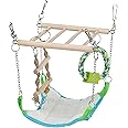 TRIXIE Small Animal Suspension Bridge with Hammock, Rope Ladder, and Ring, Cage Accessory for Ferrets, Rats