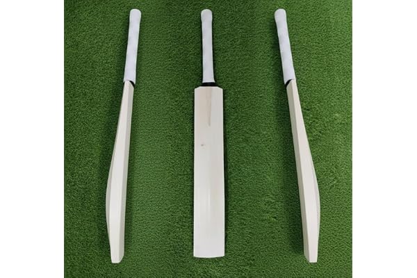 SAG English Willow Cricket Bat, Size 5, Professional Grade, Natural Wood, 60 cm Length, 1000 Grams, Leather Handle and Grip, Traditional Shape with Thick Edges, Full Bat Cover Included