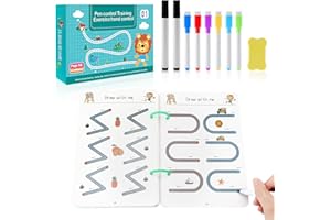 DAWRIS Quaderno magico per esercizi prescolari, con penna, riutilizzabile per bambini, 8 penne, per calligrafia, numeri, disegno, lettere di apprendimento