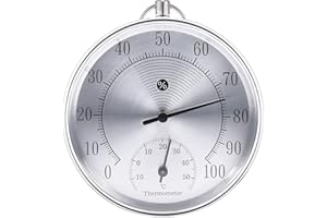 DIFCUL Termometro esterno, 10 cm senza fili termometro e igrometro da parete senza fili, termoigrometro analogico, adatto per abitazioni, serre, giardini, auto, ecc., senza batterie (argento)