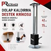 Pratikmen Dolap Kaldırma Destek Krikosu, &Ccedil;elik G&ouml;vde, 42-75 cm | Mobilya Montaj Aparatı, Ayarlanabilir Y&uuml;kseklik, Kaymaz Taba