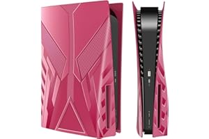 Mooroer Carcasa de Repuesto para Playstation 5, Funda Frontal Cubierta de Consola para Consola de PS5, Carcasa de Placa Repuesto Rígida, Antipolvo, Arañazos y a Prueba de Golpes para PS5 - Rosa