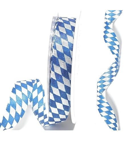 Xuniea Blau Weiß Karoband | 16mm X 27m | Bierfest Dekoration & Geschenkband
