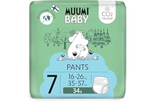 DELIPAP Pañales de entrenamiento ecológicos Muumi Baby, talla 7, 16-26 KG, 34 pañales braguita premium | suaves y agradables para la piel, sin productos químicos innecesarios |