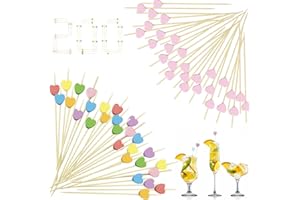W Rxkiocs 200 PCS Pique Aperitif en Forme De Coeur Pic Aperitif Pics a Brochette Pics Cocktails 12 CM Convient pour Les Fêtes De Mariage Apéritif Finger Food String (Coloré Et Rose)