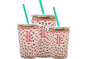 WK IEASON Reusable Iced Coffee Insulator Sleeve for Cold Beverages and Neoprene Cold Coffee Cup Sleeves Cooler Cover 16-32OZ for Coffee Cups, McDonalds, Dunkin Donuts, More(Leo)