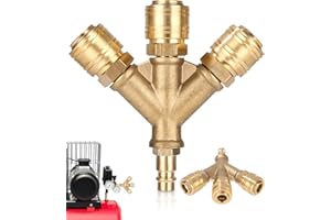 TIDEVAN Distributeur d’Air Comprimé 3 Voies avec Raccords et 3 Raccords Rapides NW 7.2 1/4 AG