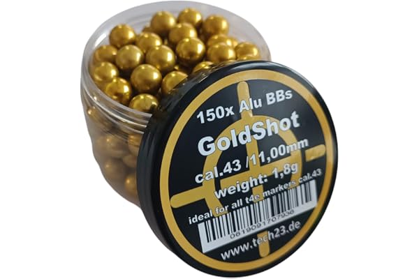 Guld-Shot 150 x aluminiumkulor cal. 43 perfekt för t4e Glock 17, PPQ, M&P9 etc – Best Cal.43 t4e ammunition!