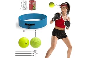 OOTO Upgraded Boxing Reflex Ball, 2 Boxing Training Balls with Elastic Headband，Best Boxing Equipment for Adult/Kids Reaction, Agility, Hand Eye Coordination Fight Skilld Fitnesswudian. Blue headband