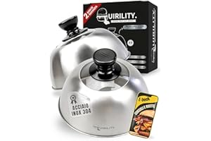 QUIRILITY | Cloche Per Hamburger Acciaio Inox. 2 Pezzi. Cloche Acciaio con Finestra Transparente e Impugnatura Antiscottatura. Ideale Per Smash Burger. Utensile Cucina Acciaio. Lavabile Lavastoviglie