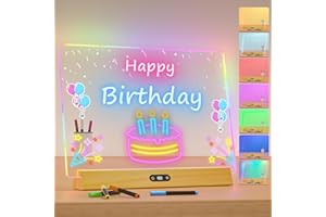 ‎BAILKIND LED Notiztafel mit Farben,Wiederaufladbares Acryl Whiteboard mit 9 Lichtmoden,35x25cm Neon-Leuchttafel für Nachrichten Memos Zeichnungen,Ideal für Zuhause/Schlafzimmer/Geschenk-Inkl.5 Marker natürlich