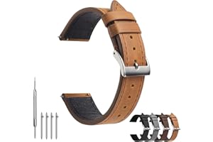 TODYSTRAP Cinturino Orologio Pelle 20mm, Cinturini Orologio Uomo Nero, Cinturini per Orologi di Ricambio, Cinturino Smartwatch con Fibbia in Acciaio Inossidabile, 18mm 20mm 22mm 24mm