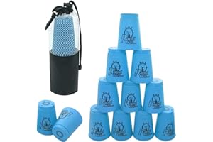 DQTYE 12pcs Plastic Skill Cups for Hand-Eye Coordination Training, Kids & Adults Party Games, Educational Toy with Storage Pouch - Blue