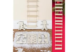 ‎FESTICY Festicy Wichtel Set mit 5 Wichtel Schablonen, Kunstschnee und Wichtel Leiter 150 cm I Wichtelhaus Zubehör für Wichtel Spuren, Wichtel Strickleiter, Wichtel Fußabdrücke u. Wichtel Schablone Fenster