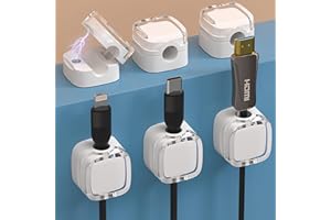 YONHESHI Kabelhalter Selbstklebend, Kabel organizer，Kabelhalter schreibtisch,Kabelhalter magnetisch, Ladekabel halterung für Schreibtisch, Nachttisch, Ladekabel（weiß 6 stück）