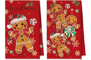 Artoid Mode Czerwony piernikowy człowiek ciasteczka lizak Boże Narodzenie bar ręczniki kuchenne ściereczki do naczyń, 42 x 65 cm mikrofibra chłonne czyszczenie kuchni dekoracja zestaw 2 szt