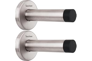 READAEER 2 PCs Wall Mounted Door Stop | Heavy Duty Door Stopper | Stainless Steel Door Stops with Rubber Buffer | Doorstop for Indoors to Protect Walls