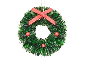 KATELUO 2 Stück 4cm Mini Weihnachtsschmuck Kranz, Miniatur Weihnachtskranz, Puppenstube Weihnachten Kranz Ornamente für Puppenhaus Garten Dekoration, Weihnachtsbaum Weihnachtsdeko Anhänger.