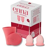 Enna Cycle &ndash; 2 Menstrual Cups and Sterilizer Box, Salmon, Size L | With enna Box Steriliser | Up to 12 Hours Protection | Med