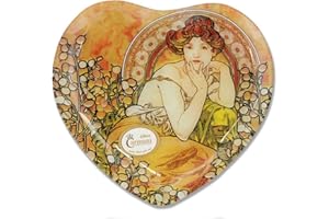 Carmani - Decorative Heart Shaped Plate printed with Mucha painting, Topaz 25x23cm