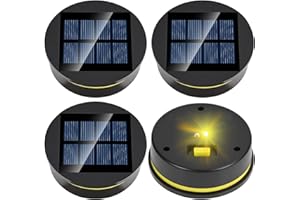 GUKKK Zestaw 4 lamp solarnych, części zamienne, 8 cm, górna część z jasnymi żarówkami LED, wodoszczelność IP65, panel słoneczny, zamiennik modułu solarnego do lamp ogrodowych, solarnych (4)