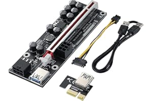 YABOANG Riser PCIE 1 x fino a 16 x espansione grafica per Bitcoin GPU Mining Scheda adattatore Riser alimentato, 10 condensatori fissi, cavo USB 3.0 da 60 cm, confezione da 1