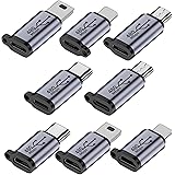 Adaptateur Lightning vers USB C, Adaptateur USB C, Micro USB vers USB C, Mini USB vers USB C, [pack de 8] Connecteur femelle 