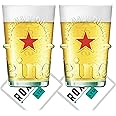 Roxley Heineken Silver Pint Glass X2 Lager Beer Glasses 2023 Edition
