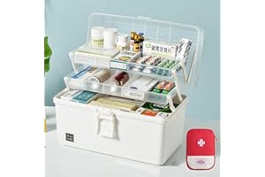 EURXLQ 3-warstwowy Pudełko do Przechowywania Leków,34x19x23cm Szafka na Leki z workiem do Przechowywania,Organizer na Leki,Pudełko na Narzędzia,Pudełko do Sortowania,Walizka Wędkarska (niebieski)