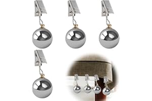 VOSSOT Obciążniki do obrusów, zestaw 4 sztuk, metalowe klamerki z kulkami ze stali nierdzewnej, do ogrodu, na balkon i kemping – bardzo ciężkie obciążniki do użytku na zewnątrz, 45 g na klips