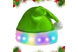 Leikurvo Rot Weihnachtsmütze Nikolausmütze: 35x48cm LED Weihnachtsmützen Erwachsene Plüsch Rand Santa Mütze mit Farbe LED-Lichter Weihnachtsmann Nikolaus Mütze für Neujahr Festliche Weihnachtsfeier