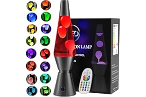FOOING Lámpara de movimiento de líquido LED de Foooing, lámpara de movimiento de 14.5 '', luz nocturna relajante para adultos, 17 colores cambiantes con control remoto -noir
