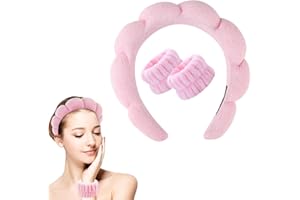 ZFLYXIAOHUA Spa Fascia per Capelli da Donna,1 Fascia Capelli Donna,2 Pezzi di Polsini per il Lavaggio Del Viso,Fascia per Trucco,Accessori per Capelli per la cura Della Pelle, il Lavaggio e la Doccia