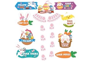 AhfuLife Ostereiersuche Schilder für Ostern Deko, 29 Stück Ostern Gartenschilder Osterjagd Pfeile Richtungskarten Ostern Dekoration für Kinder Eiersuche Spiel Garten Zuhause Party Hof Draußen