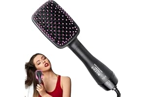 ENERIWELL Wavy Chic Hair Dryer Brush 3-in-1, One Step Blow Dryer & Hair Straightener Brush with Negative Ion, Lightweight Design with 3 Heat Settings, Tangle-Free Swivel Cord, Blow Dry & Smooth All Hair Types