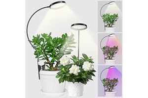 YUYMIKA Grow Lights for Indoor Plants, Clip On Full Spectrum LED Grow Light with 3,6,12 H Timer, 10 Dimmable Levels, 3 Colors Grow Lamp with 360°Gooseneck, for Houseplants, Bonsai, Pot Plant, 2 Pack