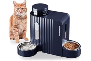 Gardner Pet 2 en 1 Comedero Gato Automatico (3L*2), Dispensador Comida y Agua, Bebedero Perro con Bol Acero Inoxidable, Dispensador Comida Gatos Gravedad, Comedero Perro Automatico Sin BPA (Azul)