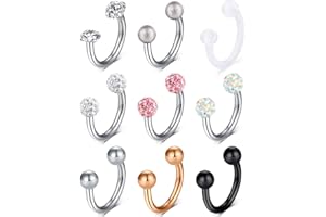 Rajnard 16G Surgical Steel Horseshoe Ring Nose Septum Rings Piercing Jewellery Helix Tragus Earring Hoop Lip Piercing for Women Men 8mm/10mm 8-16Pcs