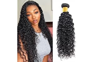 Vallbest Water Wave Bundles 100% Unprocessed Virgin Human Hair Curly Hair Bundles 24 Inch Double Weft Wet and Wavy Human Hair Weave Bundles Natural Black Color