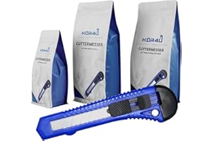 kör4u 10 cúteres ideales para trabajos de corte en el ámbito de las manualidades, aficiones y bricolaje. Cúter multiusos con cuchillas de 18 mm, cuchillo Stanley, cuchillo japonés