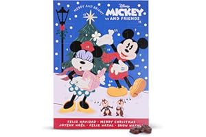 SWEET BUDDIES Wawi Adventskalender Peppa Pig, Pokemon oder Mickey Mouse – 24 Advent-Türchen gefüllt mit Vollmilch-Schokolade (75g) – Adventskalender mit Weihnachtsdeko zum Ausmalen und Ausschneiden (Mickey Mouse)