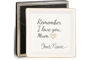 ANAVEGO 12.5x12.5cm Jewellery Dish with Ceramic Marker. Remember I Love You, Mum. Birthday Christmas Gifts for Mum. Personalised Mothers Day Gifts. Presents for Mum from Daughter Son Husband