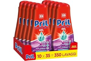 Pril Gel All in One Igiene, Detersivo Lavastoviglie Liquido con Bicarbonato, Multi-Azione Sporco Difficile, confezione risparmio 10 flaconi da 35 Lavaggi (350 lavaggi)