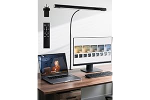 ReinHoo Desk Light,5 Color+9 Brightness LED Desk Lamp with Clamp,Touch & Remote Control,1000 Lumen Bright Monitor Light Bar with Timer,12W USB Adapter Desk Lamps Office, Study,Reading,Workbench,Craft