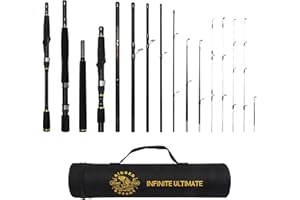 ‎RIGGED & READY TRAVEL FISHING Rigged and Ready Spinning-Baitcast Reise-Angelrute 25-in-1-Kombinationsruten Infinite Ultimate Compact Spin-Cast-Fly Salzwasser Süßwasser Barsch Karpfenrute